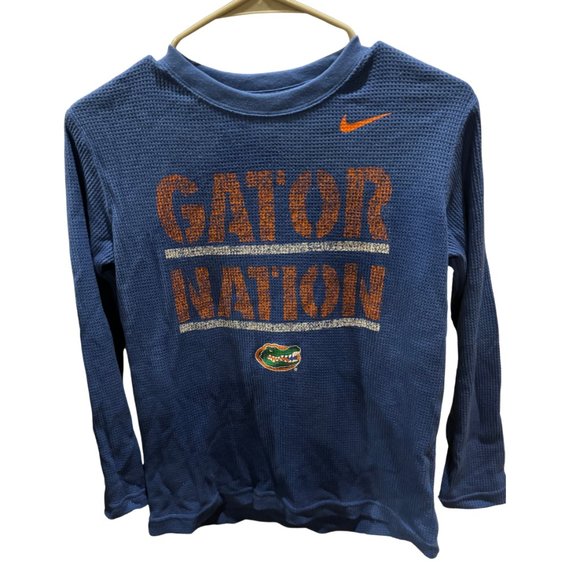Nike "Gator Nation" long sleeve waffle Yth Small tee Royal - NWT - Picture 1 of 5